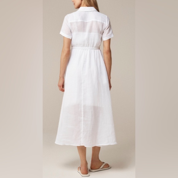 J. Crew Women's White Cerise Shirt-Dress in Ramie, Size 14 - Picture 2 of 9